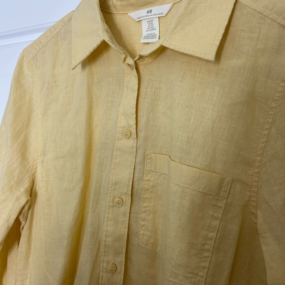 H&M Pastel Yellow Linen Button-Up Shirt - Picture 3 of 3